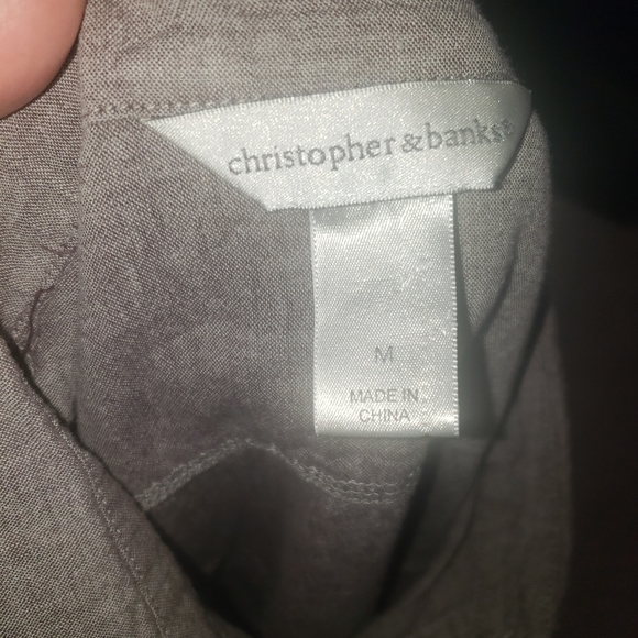 Christopher & Banks M 3d metallic swirls linen like sleeveless top - Picture 7 of 8